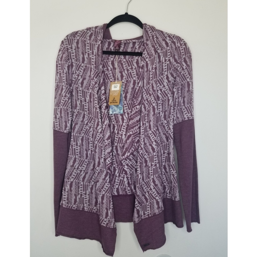 Prana Purple Patterned Open-Front Cardigan - Picture 2 of 5